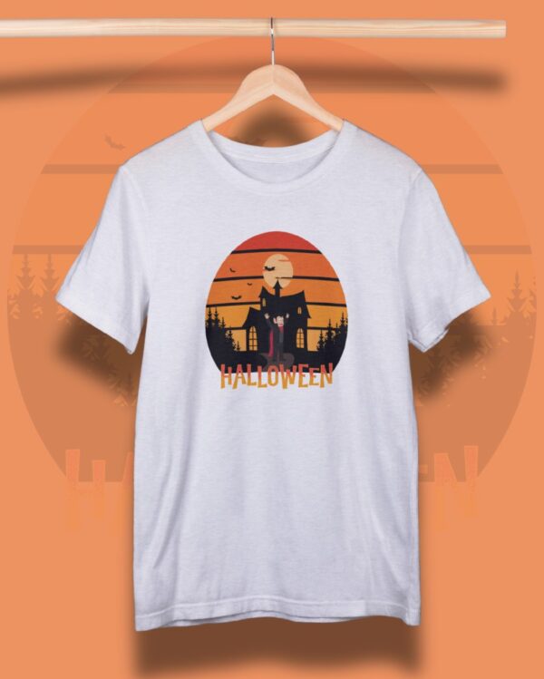 Vampire Halloween T-Shirt - Bats and Haunted House